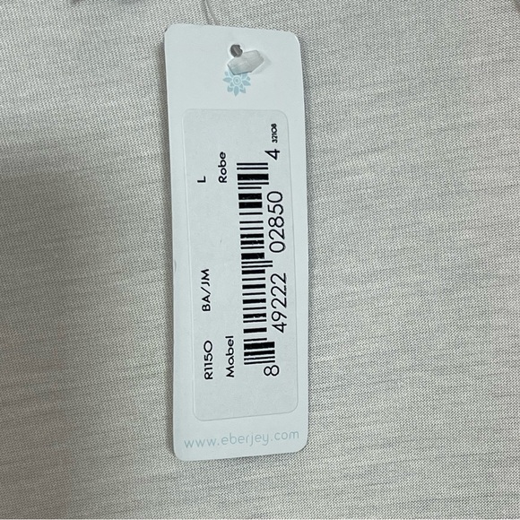 NWT EBERJEY Mabel Wrap Front Jersey Robe with Wide Lace Trim Pink Peach L Large - Picture 10 of 15